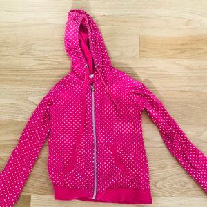 pink polka dotted jacket